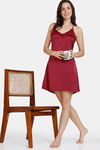 Zivame Paradise Garden Woven Above Knee Length Nightdress - Beet Red — thumbnail 4